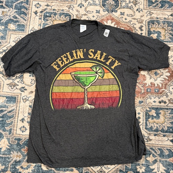 Port and Company XL Feelin' Salty Graphic Tee Dark Heather Grey Cinco de Mayo - Picture 1 of 5